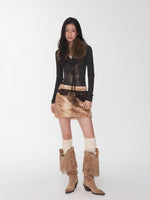 Vintage Deer Print Faux Fur Skirt