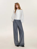Plaid Trim Bow Detail Trousers