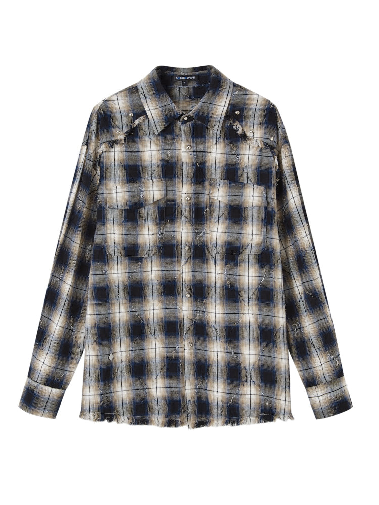 Retro Tassel Checkered Shirt