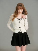 Bow Trim Knit Set