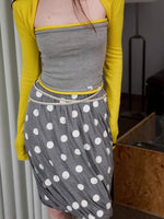 Polka Dot Contrast-Knot Bubble Midi Skirt