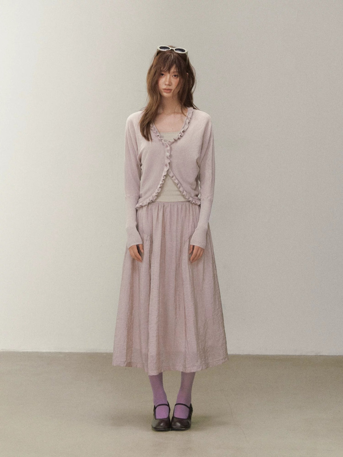 Ruffle Batwing Sleeve Cardigan
