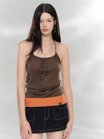 Contrast Halter Knit Top