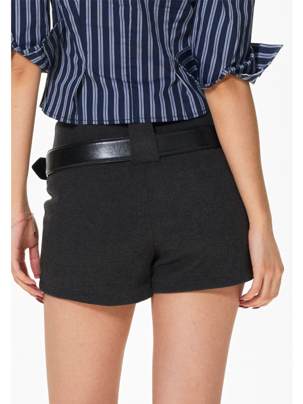 High Waist Wool Blend Shorts