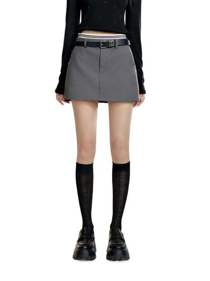 High-Waisted Color-Blocked A-Line Skirt