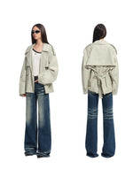 Asymmetric Contrast Neck T-shirt