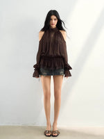Rhinestone Sheer Chiffon Blouse