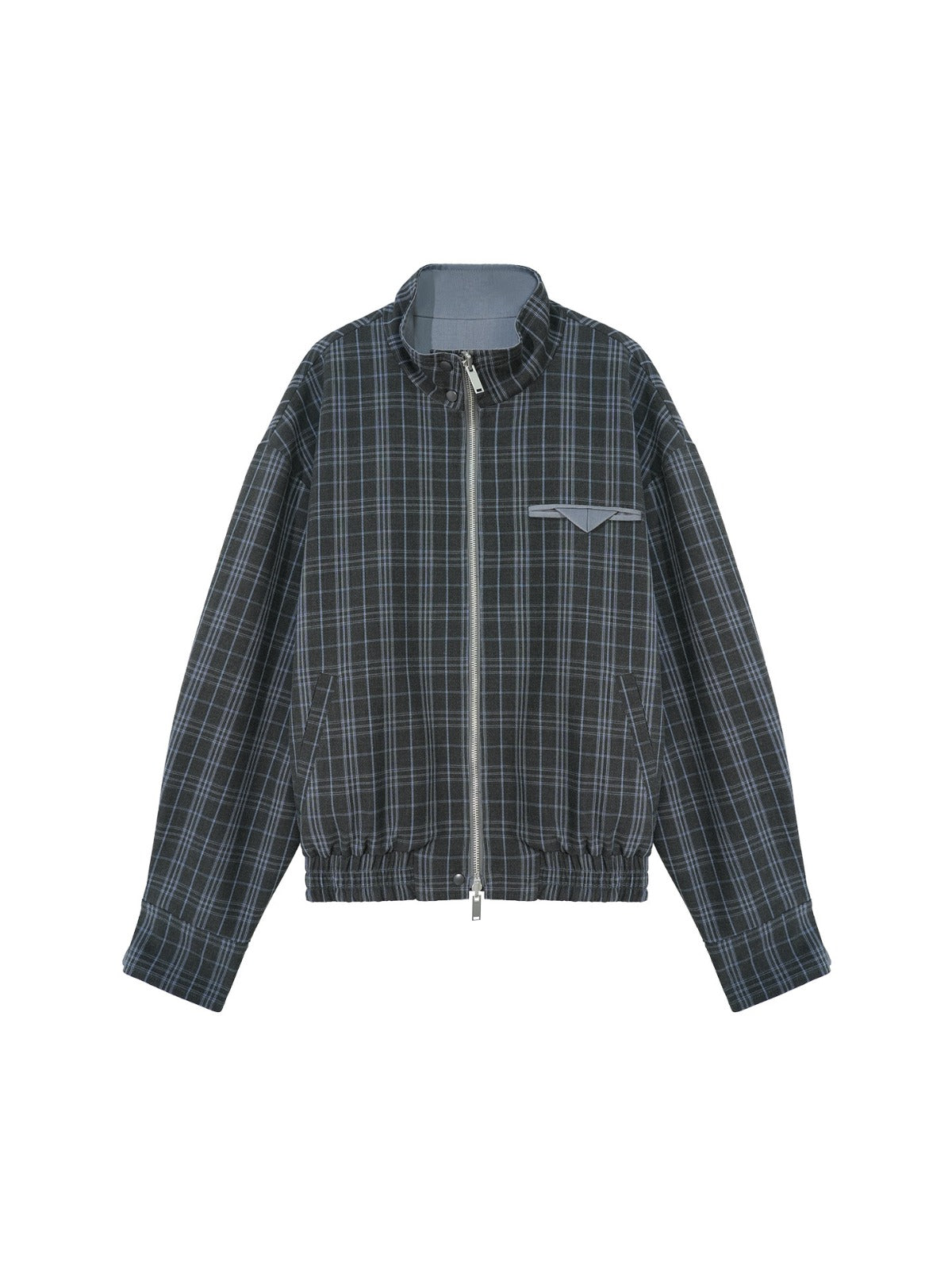 Reversible Plaid Stand Collar Jacket