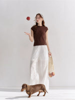 Eyelet Drawstring Wide-Leg Pants
