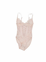 Flocked Lace V-Neck Mesh Bodysuit