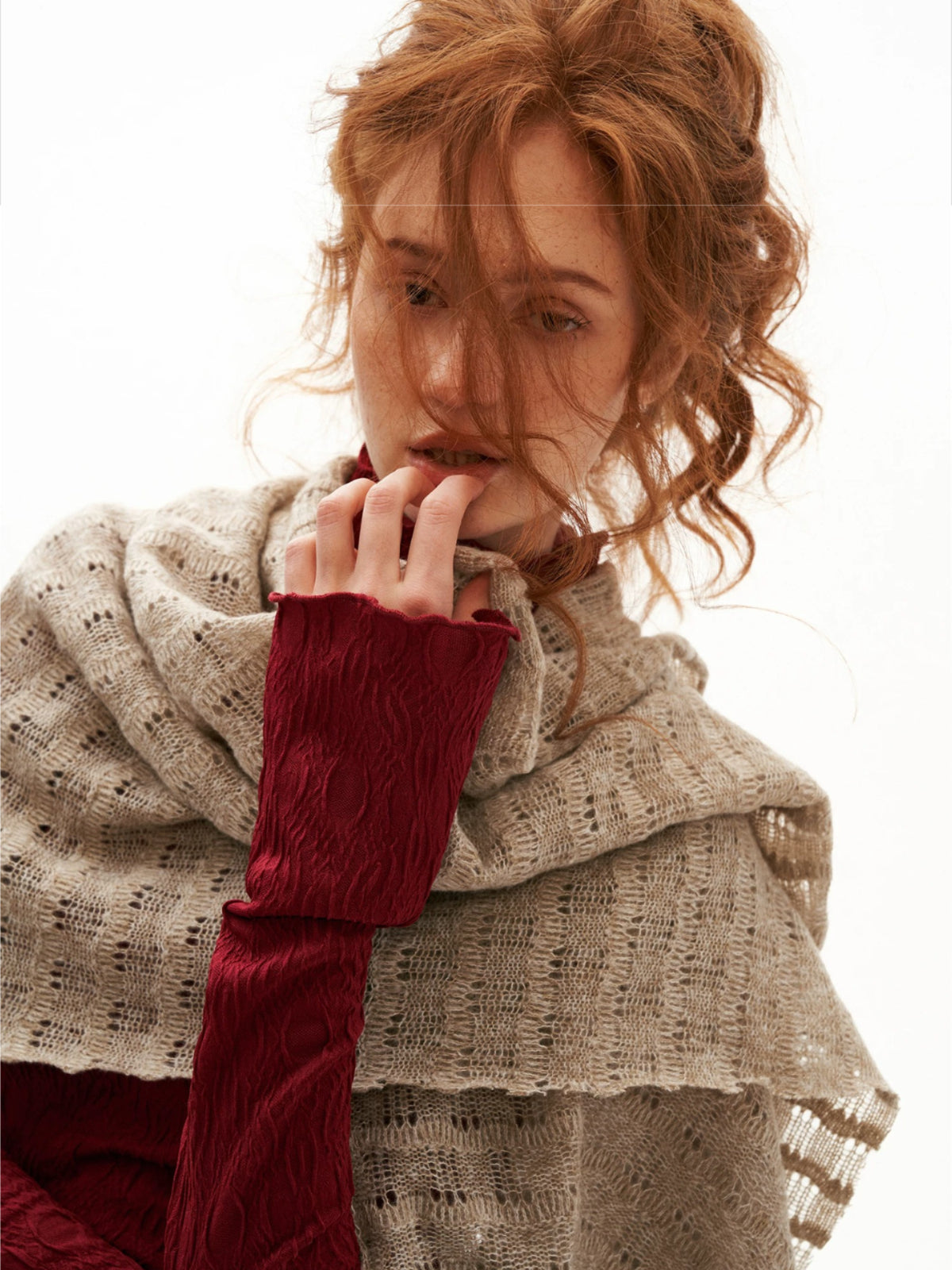Textured Wave Knit Scarf