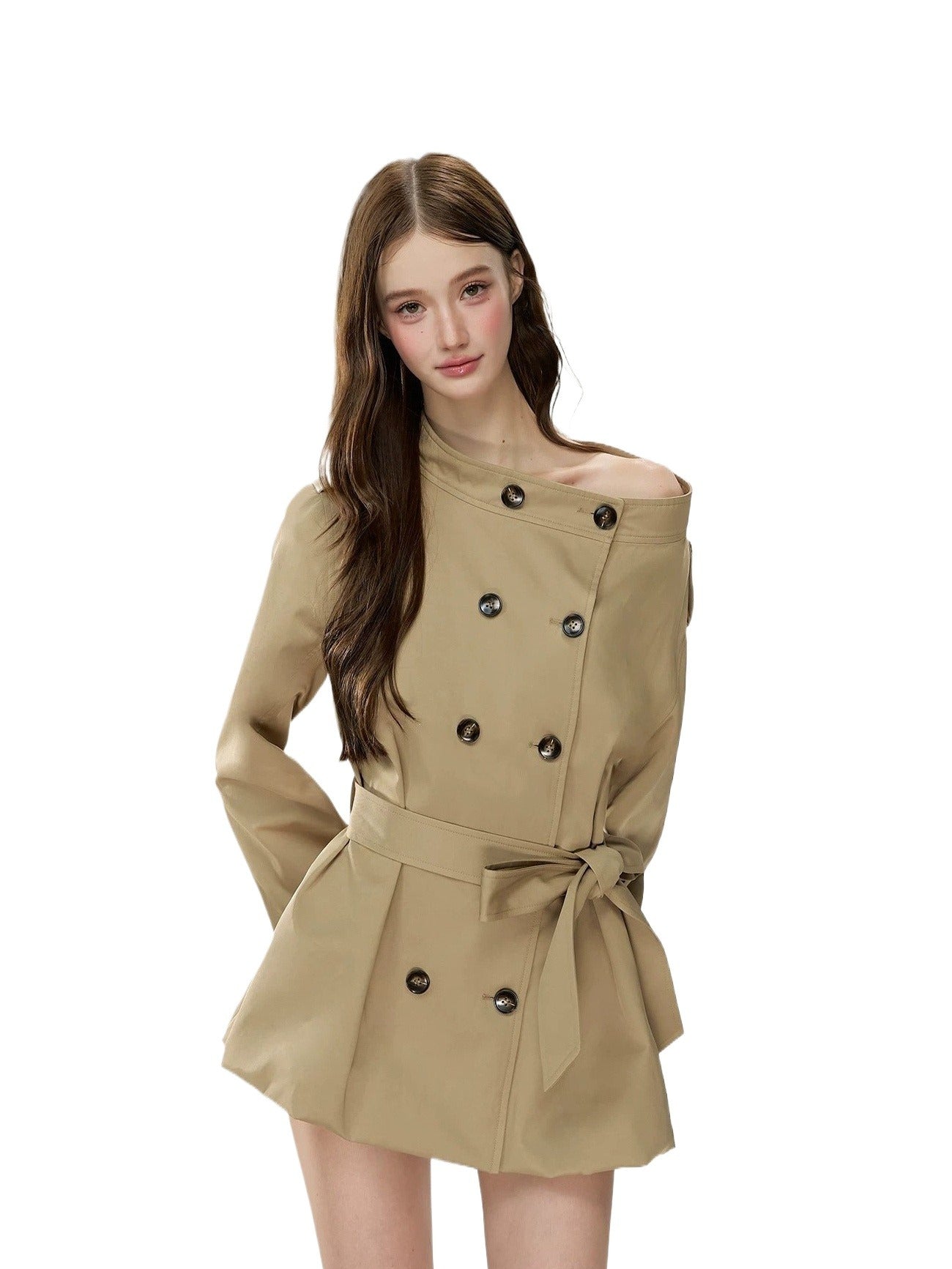 Convertible Off-Shoulder Trench