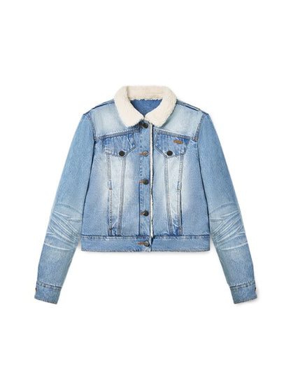 &quot;Caraval Series&quot; Washed Twill Denim Cotton-Padded Jacket