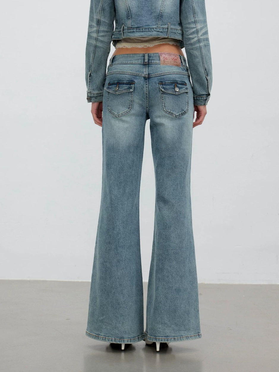 Double Button Flare Jeans