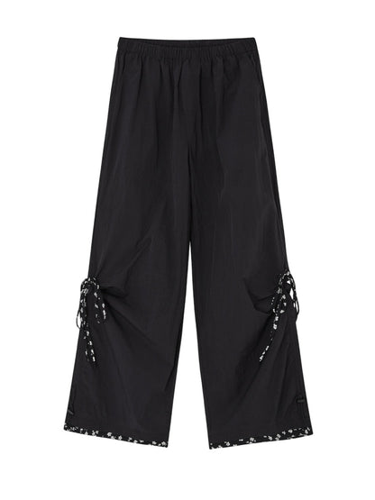 Floral-Patchwork Lightweight Checkered Utility Pants