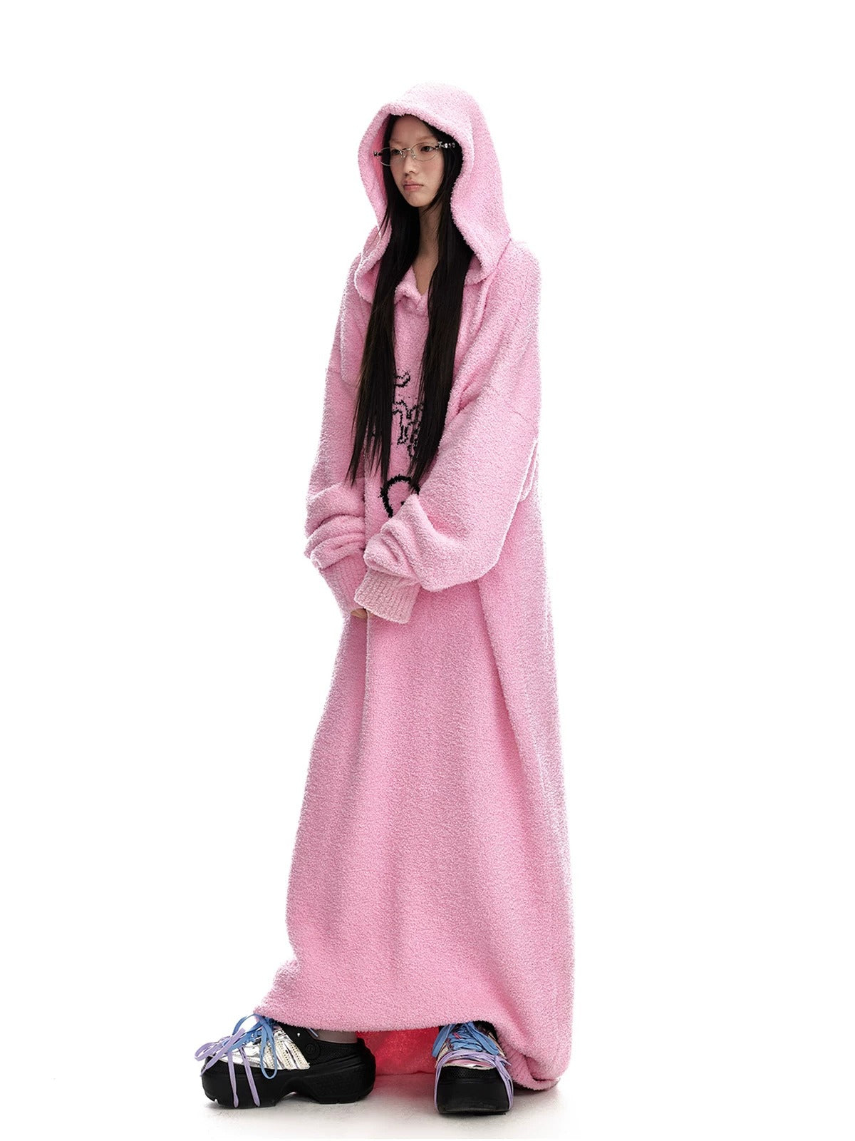 Hooded Plush Knit Dress