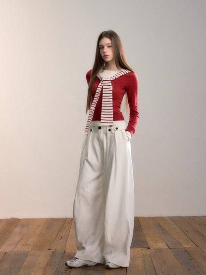 Contrast Hooded Knit Top