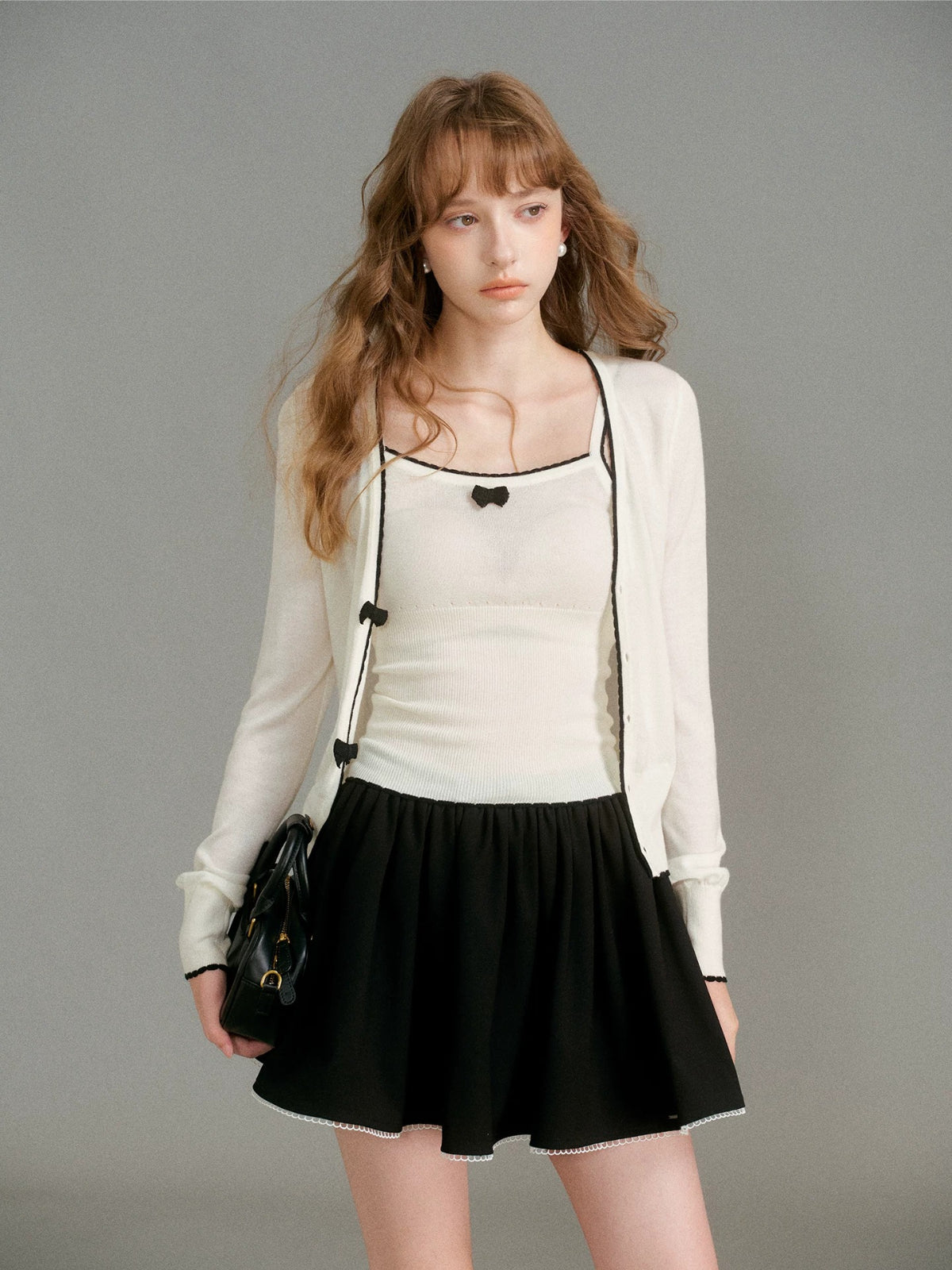 Bow Trim Knit Set
