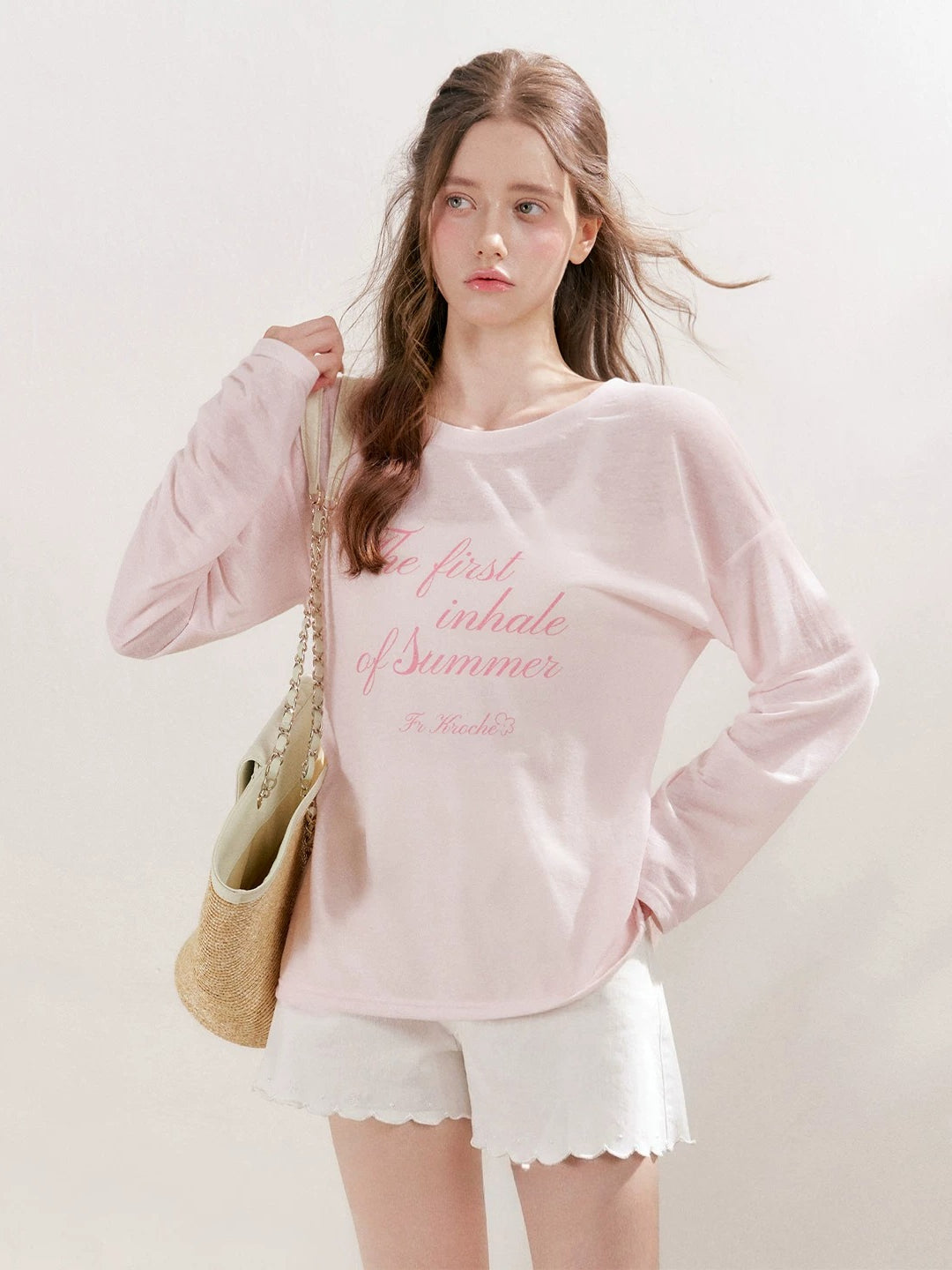 Sheer Letter Printed Cover T-shirt