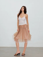 Lace Trim Tulle Skirt