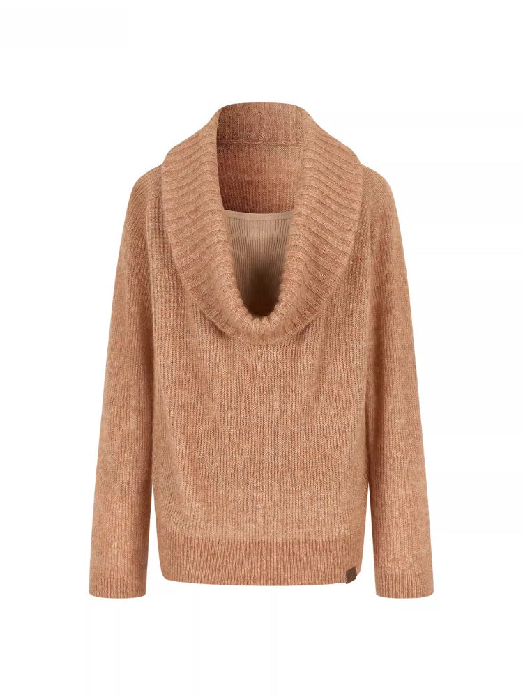 Draped Neck Knit Sweater