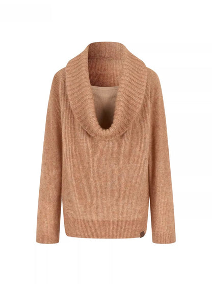 Draped Neck Knit Sweater