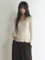 Polka Dot V-Neck Lettuce-Hem Top
