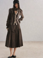 V-Neck Scarf Collar Blouse