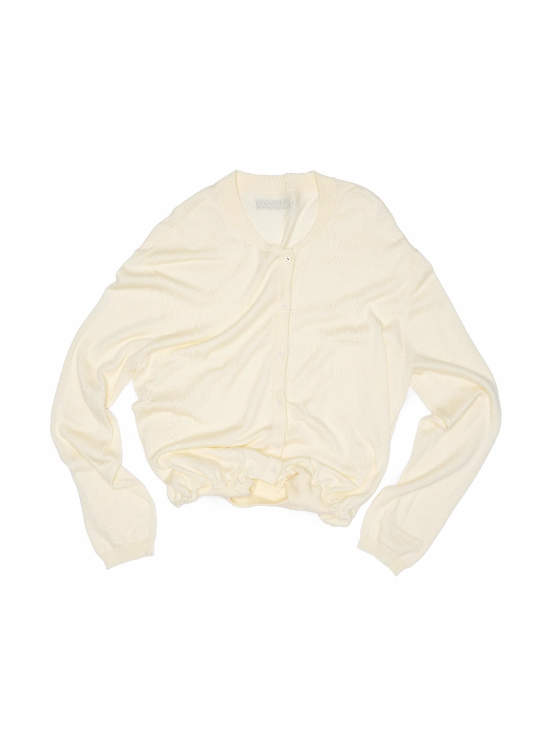 Solid Balloon Hem Wool Cardigan