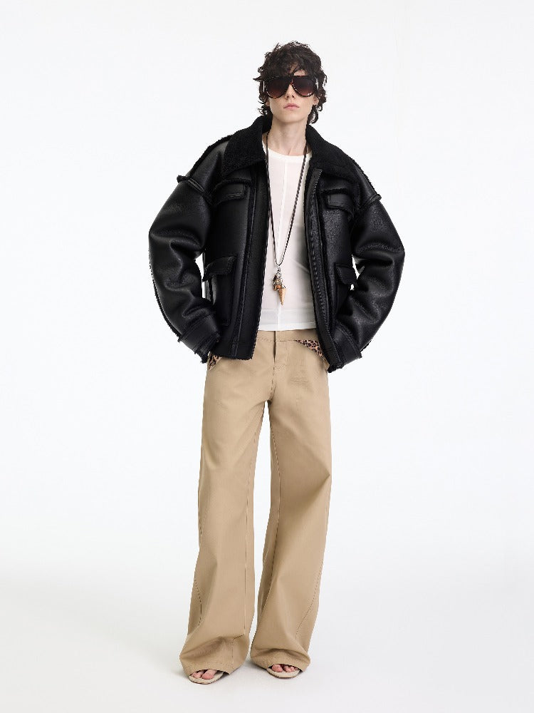 Khaki Leopard Pocket Pants