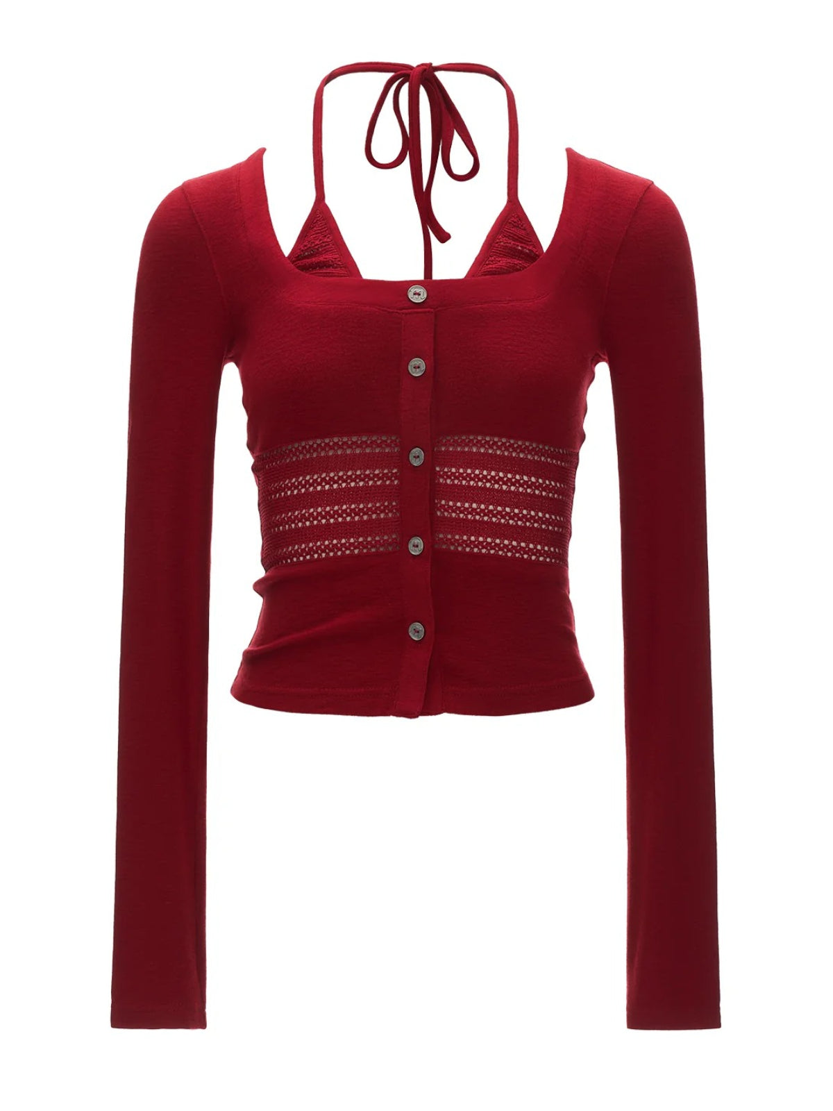 Soft Ribbed Halter Layered Knit Top