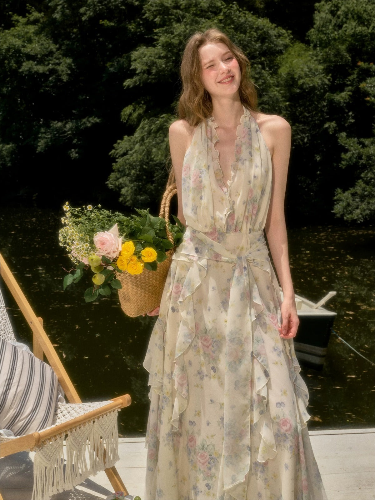 Floral Halter Maxi Dress
