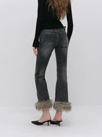 Vintage Washed Cotton Flare Jeans