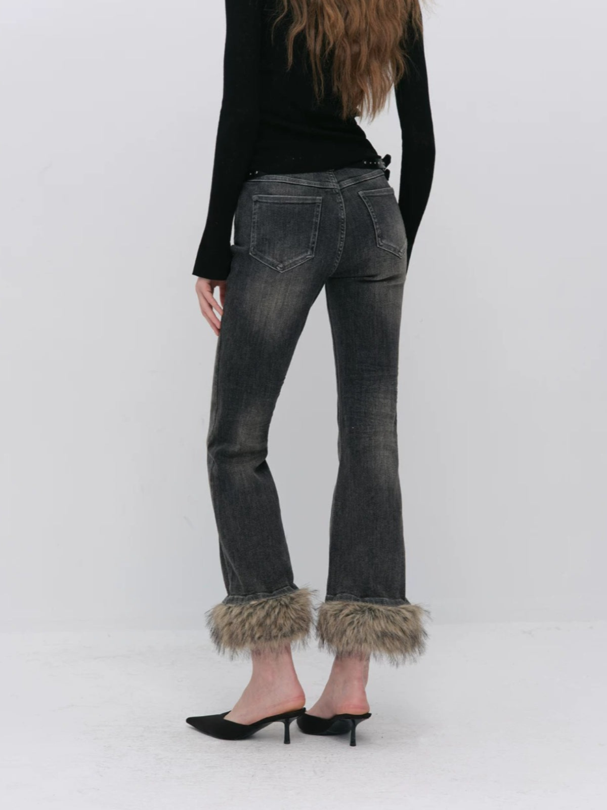 Vintage Washed Cotton Flare Jeans