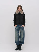 Quilted Down Knit Patchwork Jacket
