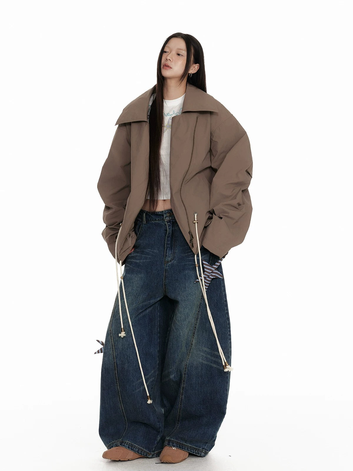 Star Patch Wide Leg Jeans