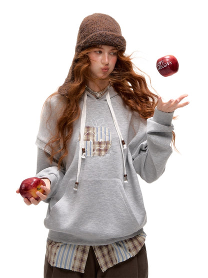 Apple Patch Two-Piece Layered Hoodie