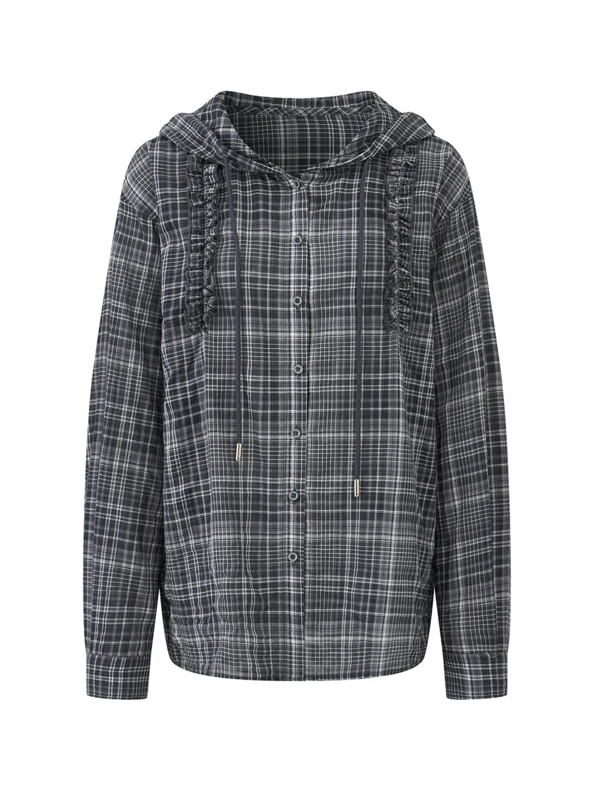 Vintage Plaid Hooded Oversized Shirt