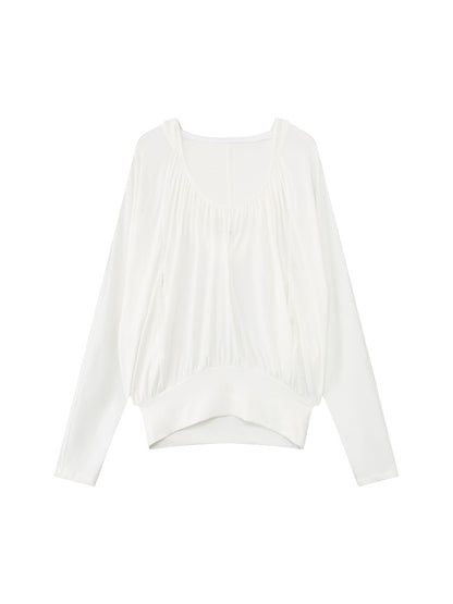 Lyocell Pleated Hoodie Top