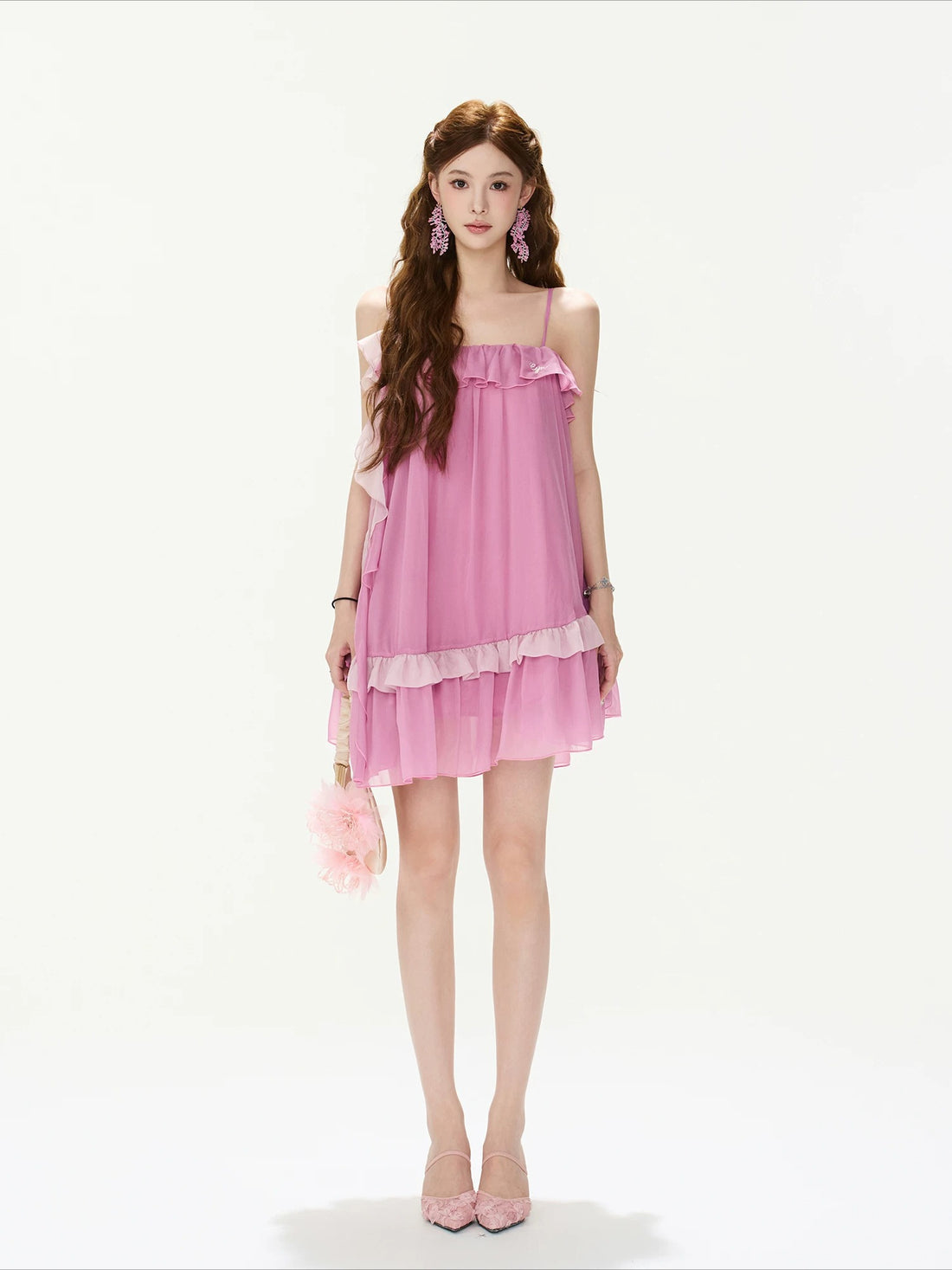 Ruffle Chiffon Mini Dress