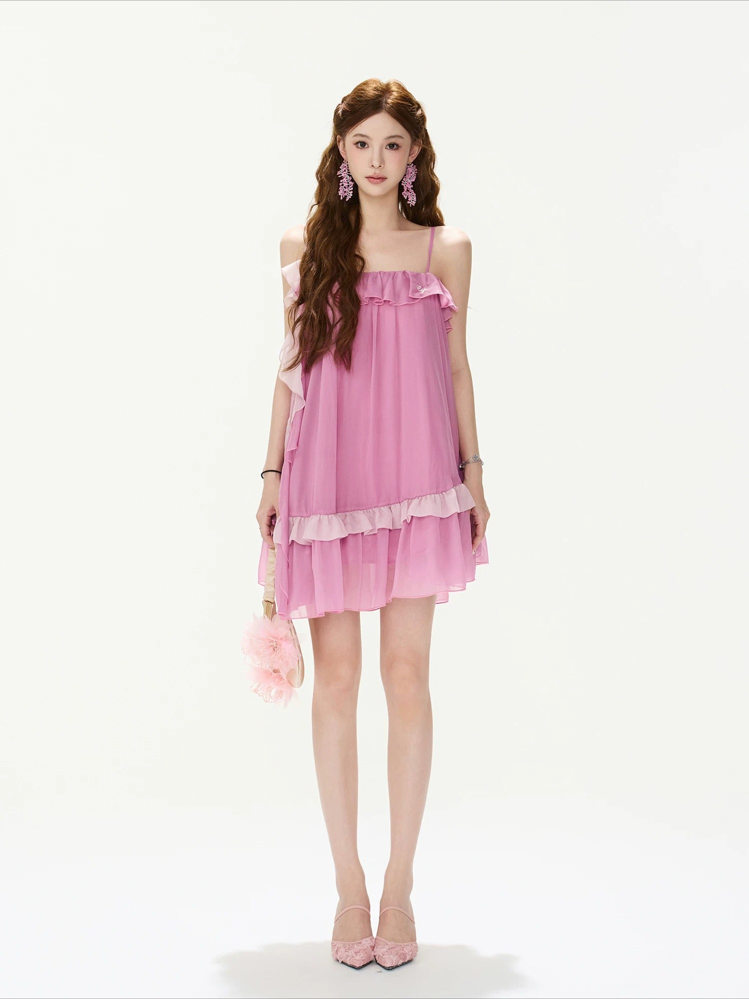 Ruffle Chiffon Mini Dress