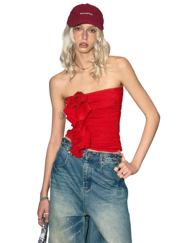 Floral Ruched Tube Top