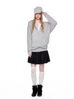 Striped Hooded Long Sleeve Top