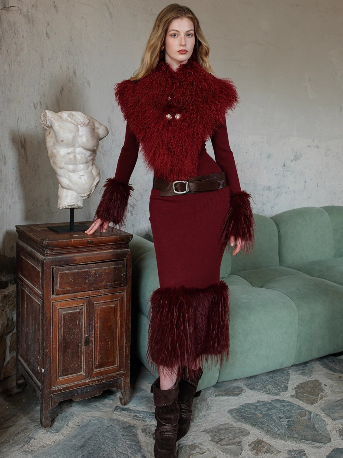 Vela Reversible Faux Fur Wool Blend Jacket