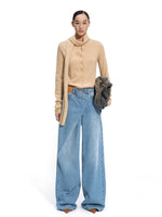 Sailor-Inspired Washed Twill Denim Low-Rise Straight Jeans