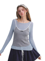 Contrast Layered Knit Top