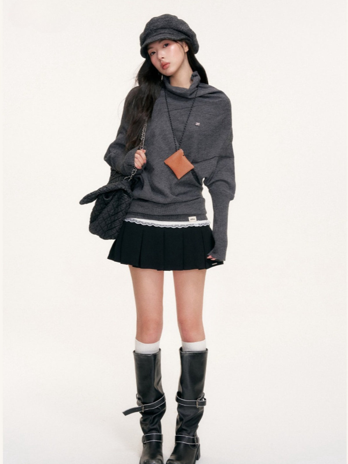 Cape Cut Turtleneck Batwing Sweater