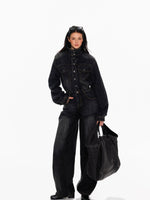 Vintage Washed Denim Wide Leg Jumpsuit