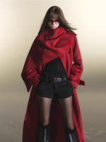 Cape Scarf Double-Faced Wool Coat
