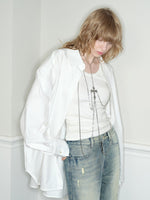 White Design Concept Fake Two-Piece Shirt